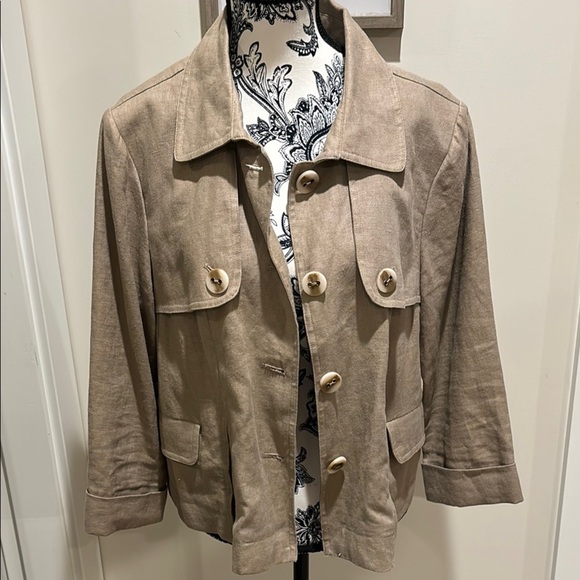 Spanner Women’s Utility Crop Jacket Linen khaki Small - Picture 1 of 3